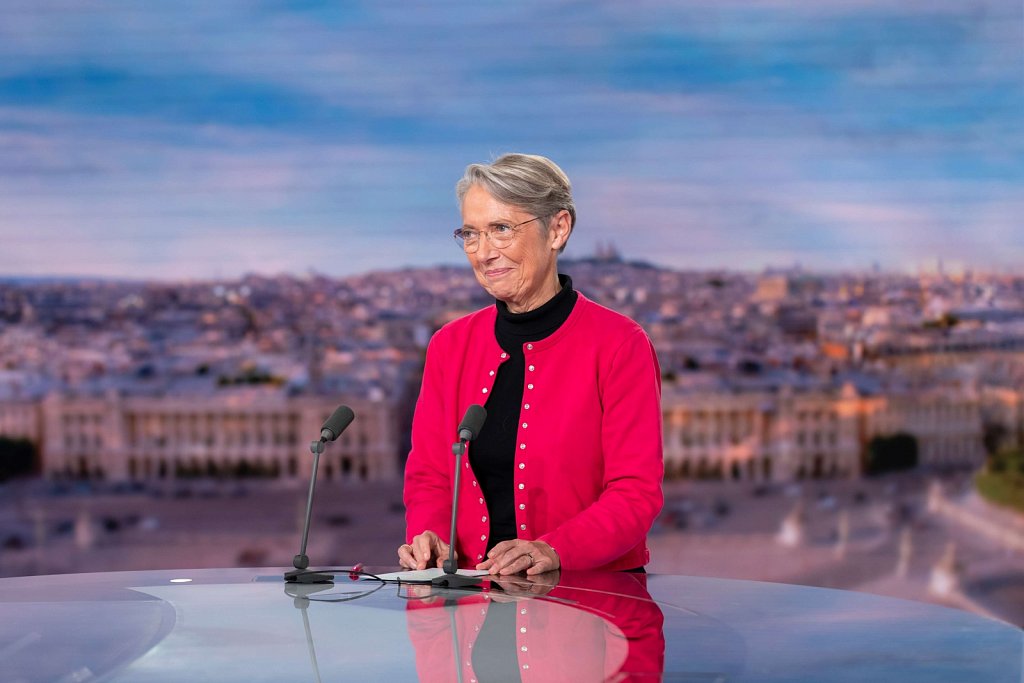 La Première ministre, Elisabeth Borne, Invitée du Journal de 20h le dimanche 16 octobre 2022.